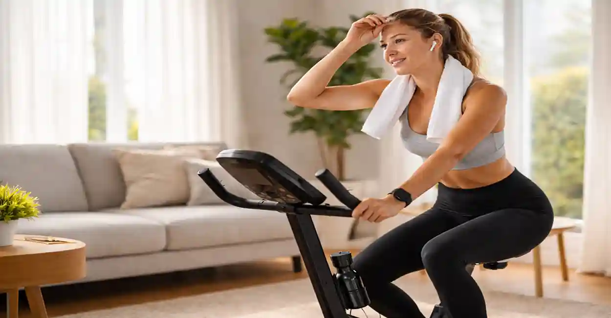 muhler usando bicicleta ergométrica para emagrecer